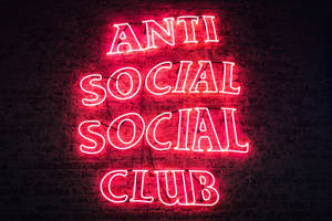 深色磚牆上寫著「Anti Social Social Club」的紅色霓虹燈牌。 — 社群 壁紙
