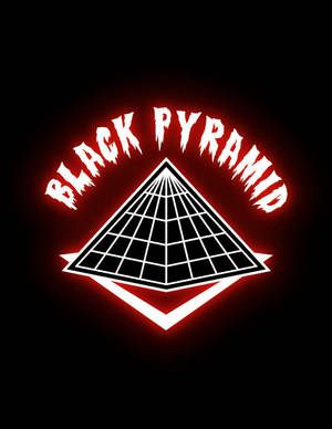 霓虹紅色金字塔標誌，'BLACK PYRAMID' 文字在黑色背景上發光。 — 紅黑美學 壁紙