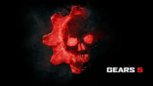 深色背景上 Gears 5 的紅色骷髏齒輪標誌。 — 電玩遊戲 GIF 壁紙