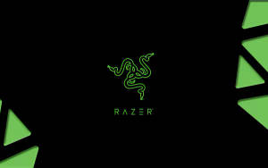 黑色背景上帶有綠色三角形的Razer標誌