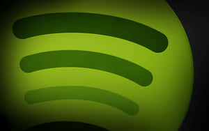 發光綠色Spotify標誌，帶有彎曲條紋，背景為深色 — Spotify 壁紙