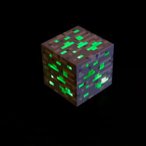 發光的像素化Minecraft方塊立方體，帶有泥土和石頭紋理。 — 可愛 Minecraft 壁紙