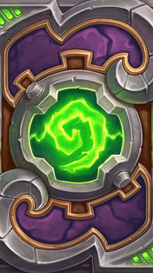 奇幻遊戲卡片框架中的發光綠色魔法漩渦。 — 電玩遊戲 GIF 壁紙