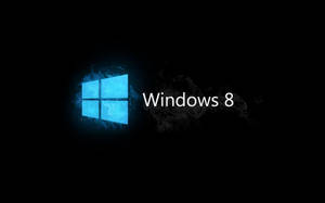 Windows 8標誌，帶有藍色光芒和煙霧，黑色背景 — 深色窗戶 壁紙