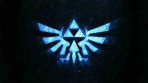 深色紋理背景上發光的藍色三角力量符號 — 薩爾達傳說 � Breath of the Wild 壁紙