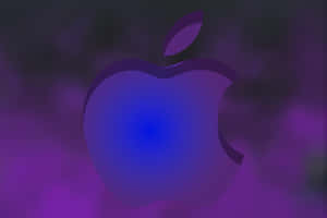 發光的Apple標誌在藍色和紫色漸變背景上 — MacBook Pro M4 壁紙