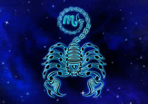 在繁星點點的夜空中，發光的藍色天蠍座星座符號。 — 星星 壁紙