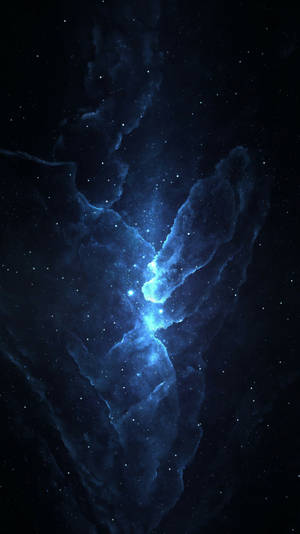 太空中帶有星星的發光藍色星雲 — 藍色銀河 壁紙