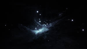 一個發光的藍色星雲，在黑暗的宇宙中被遙遠的星星環繞。 — 宇宙 壁紙