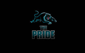 藍色發光美洲豹標誌，帶有「THE PRIDE」文字在黑色背景上 — 彩虹旗 壁紙