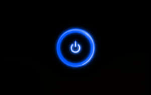 一個發光的藍色電源按鈕圖示在黑色背景上。 — 淺藍色 壁紙