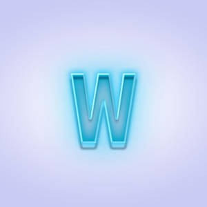 發光藍色霓虹字母W在柔和薰衣草背景上 — 霓虹藍動畫 壁紙