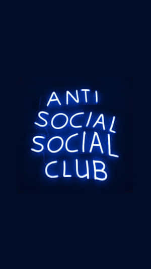在黑暗環境中顯示 anti social social club 的藍色霓虹燈牌 — 霓虹藍動畫 壁紙