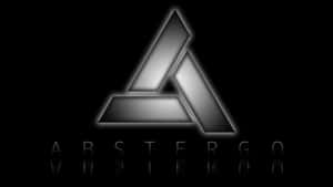 發光金屬三角形標誌，帶有「ABSTERGO」文字，黑色背景。 — 省電 壁紙