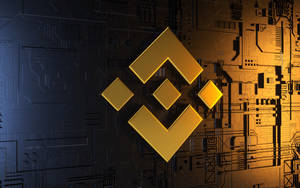 金色 Binance 標誌在未來感電路板上，帶有漸變照明。 — Technoblade GIF 壁紙