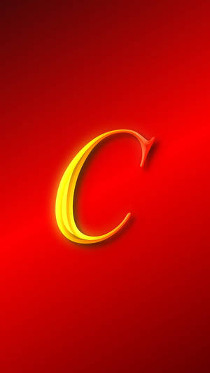 在紅色漸變背景上發光的金色字母C。 — 金色動態 壁紙