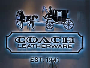 Coach Leatherware 的霓虹燈牌，展示馬和馬車的剪影。 — 教練 壁紙