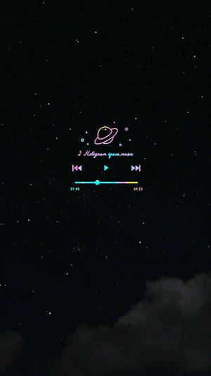 星空夜空中的霓虹音樂播放器 — 星空動畫 壁紙