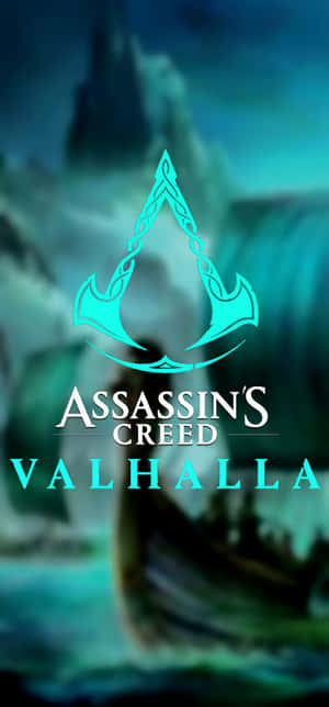 霧氣水域中維京船上的青綠色 Assassin's Creed Valhalla 標誌。 — Vivo T5 壁紙