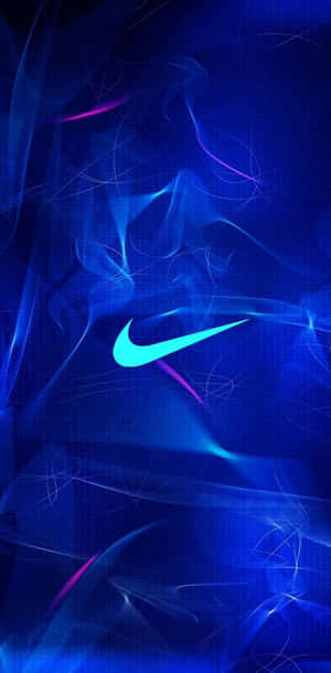 發光的Nike勾號在藍色和紫色數位煙霧背景中。 — 藍色美學電腦 壁紙
