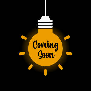 一個發光的燈泡，帶有「Coming Soon」文字，在黑色背景上。 — 燈泡 壁紙
