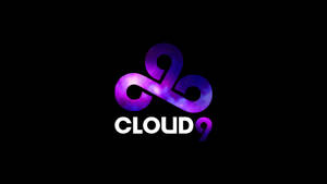 Cloud 9 標誌，帶有發光紫色無限符號，背景為黑色。 — 暗紫色美學 壁紙