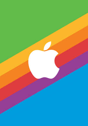 白色Apple標誌在綠色和藍色背景上的對角彩虹條紋上。 — 雙性戀旗幟 壁紙