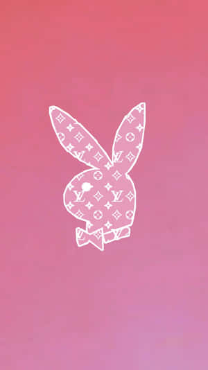 Playboy兔子標誌配路易威登圖案，粉紅色漸變背景 — 花花公子 GIF 壁紙