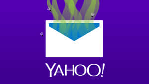 Yahoo標誌，一個白色信封在紫色背景上散發彩色蒸氣和蝴蝶。 — 雅虎 壁紙