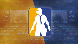 PUBG電競錦標賽標誌，帶有白色玩家剪影手持槍枝。 — 高畫質遊戲 壁紙