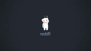 白色外星人吉祥物，有橙色眼睛和天線，在深灰色背景上帶有reddit文字。 — Reddit 壁紙
