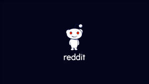 白色外星人吉祥物，紅眼睛，藍帽子，深色背景，有reddit文字。 — Reddit 壁紙