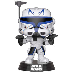 星際大戰複製人突擊兵 Funko Pop 人偶在底座上手持爆能槍。 — 可愛 壁紙