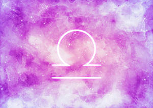 白色天秤座符號在紫色水彩星空背景上。 — 天秤座 壁紙