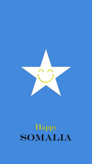 藍色背景上帶笑臉的白色星星，附有Happy SOMALIA文字。 — 快樂 壁紙