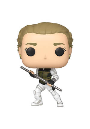 一個白色裝備、手持武器的女兵 Funko Pop 乙烯基公仔。 — Funko Pop 壁紙