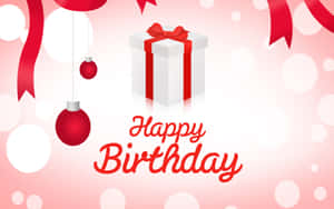 粉紅色背景上帶有禮物盒和裝飾的 Happy Birthday 問候 — 生日祝福 壁紙