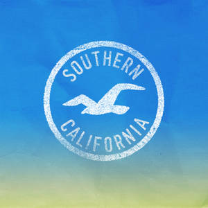白色圓形印章，帶有海鷗和Southern California文字，背景為藍綠色漸變。 — Off white 標誌 壁紙
