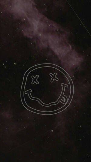 太空中的笑臉輪廓，紫色星雲和星星 — Marshmello iPhone 壁紙