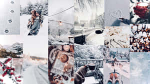 冬日場景，有雪、熱飲和紅色漿果，營造舒適的節日氣氛。 — 冬季美學 壁紙