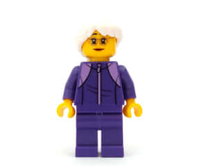 白髮戴眼鏡的LEGO迷你人偶，紫色服裝 — 5:4 壁紙