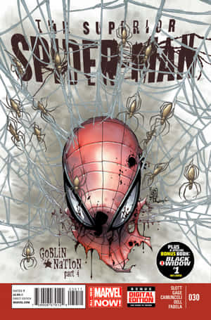 Superior Spider-Man 面具破碎，佈滿蜘蛛和蜘蛛網。 — 蜘蛛人 壁紙