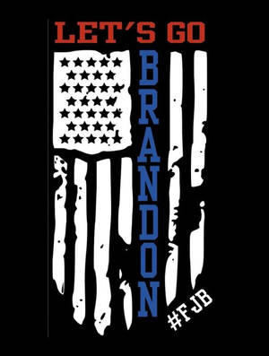 破舊的美國國旗圖案，帶有文字 LET'S GO BRANDON 和標籤 #FJB。 — 3:4 壁紙