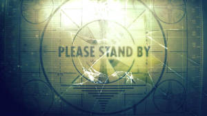 一個破裂的數位螢幕顯示雷達介面及 'PLEASE STAND BY' 文字。