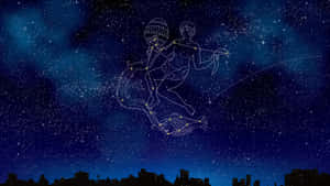 夜間城市上空的神話人物星座。 — 夜空 壁紙