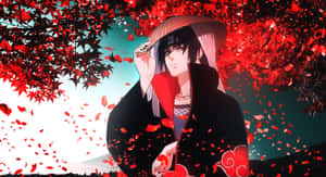 動漫角色在紅楓樹下，落葉紛飛。 — 火影忍者角色 GIF 壁紙