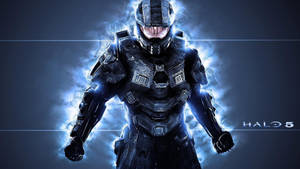 來自Halo 5的發光藍色能量場中的斯巴達戰士 — 最後一戰：無限 4K 壁紙
