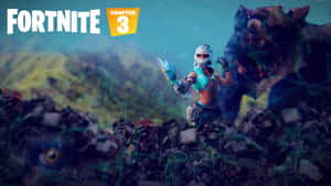 Fortnite 角色在科幻廢墟景觀中手持武器，伴隨巨型眼睛。 — 酷炫的《要塞英雄》 壁紙