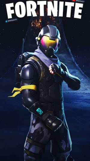 穿著未來裝甲的Fortnite角色，帶發光護目鏡，宇宙背景 — 遊戲 壁紙