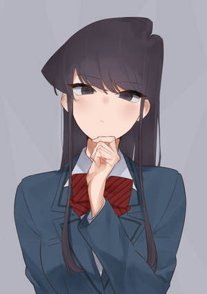 穿著校服的動漫女孩托腮沉思 — 日本動漫 壁紙